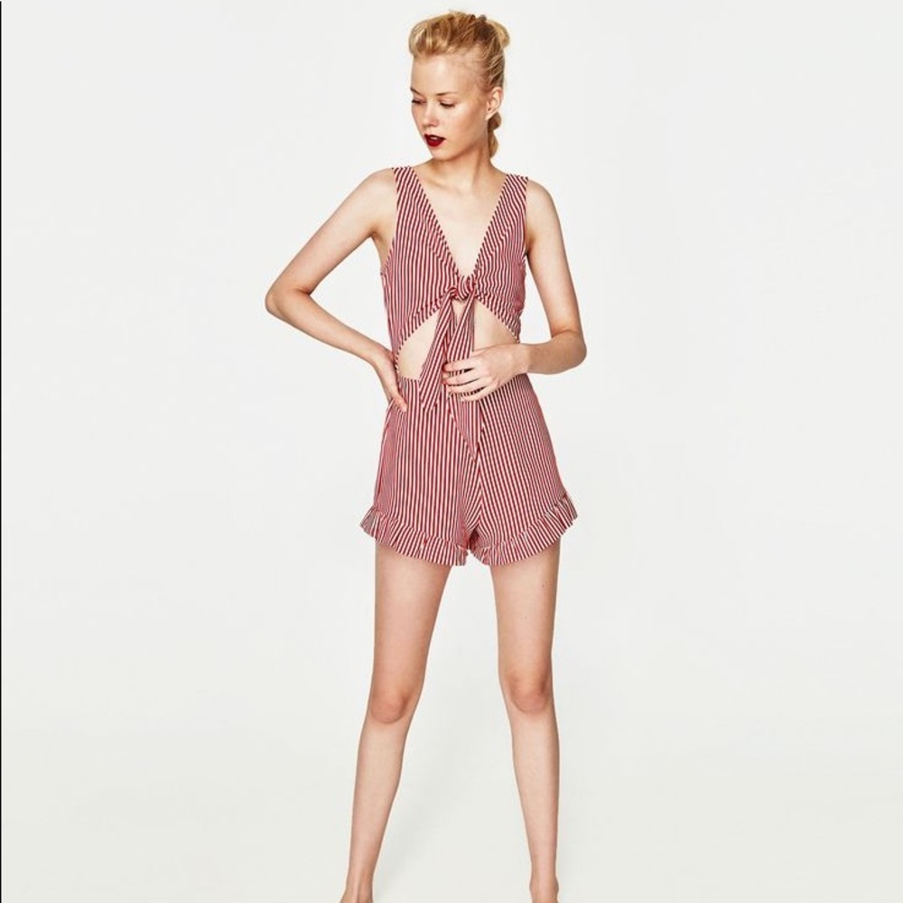 Zara short striped jumpsuit